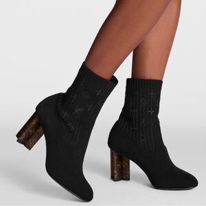 Louis Vuitton Black Heeled Sock Boots
